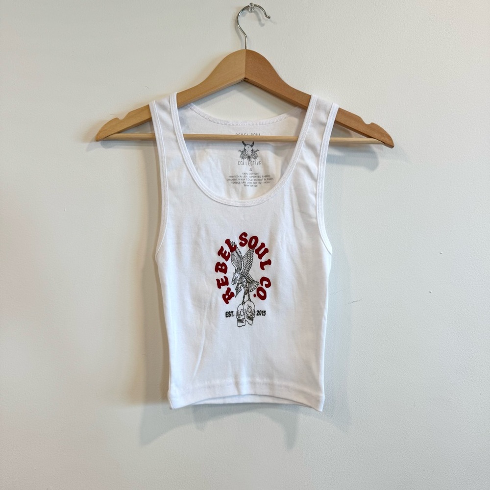 Rebel Soul Co White Tank Crop Top